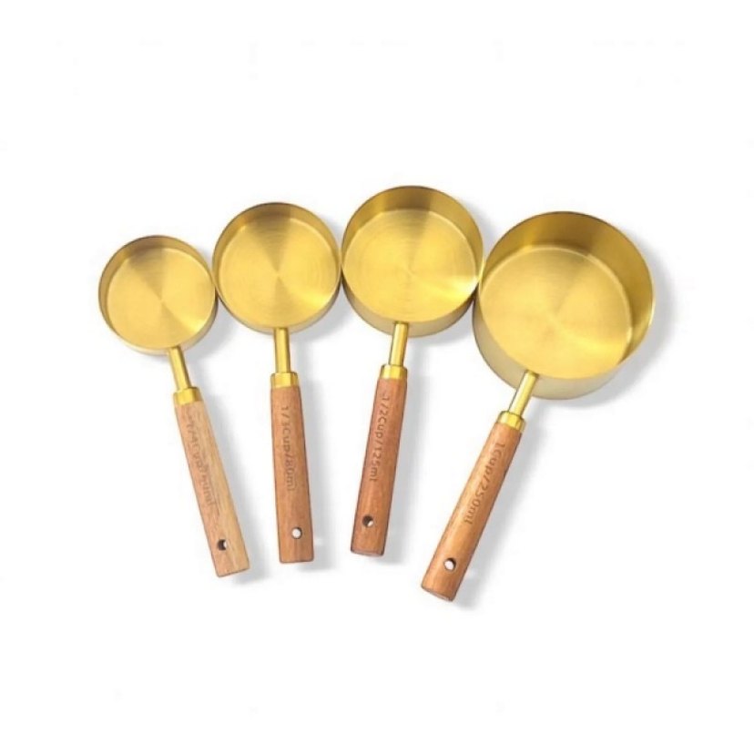 4'Lü Ahşap Saplı Altın Renkli Ölçü Kaşığı - Görsel 3