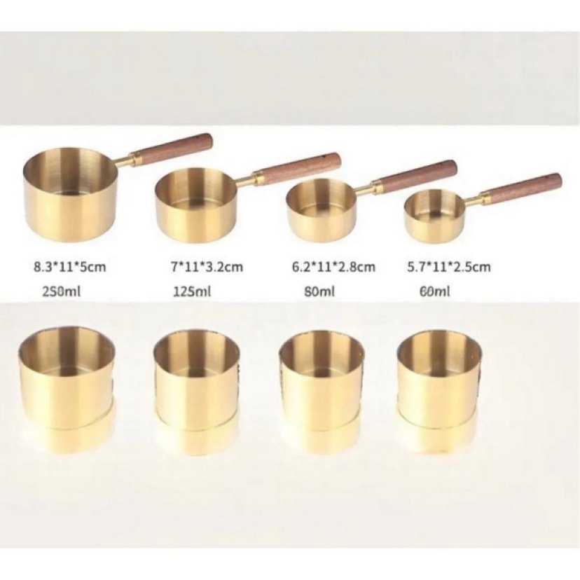 4'Lü Ahşap Saplı Altın Renkli Ölçü Kaşığı - Görsel 2