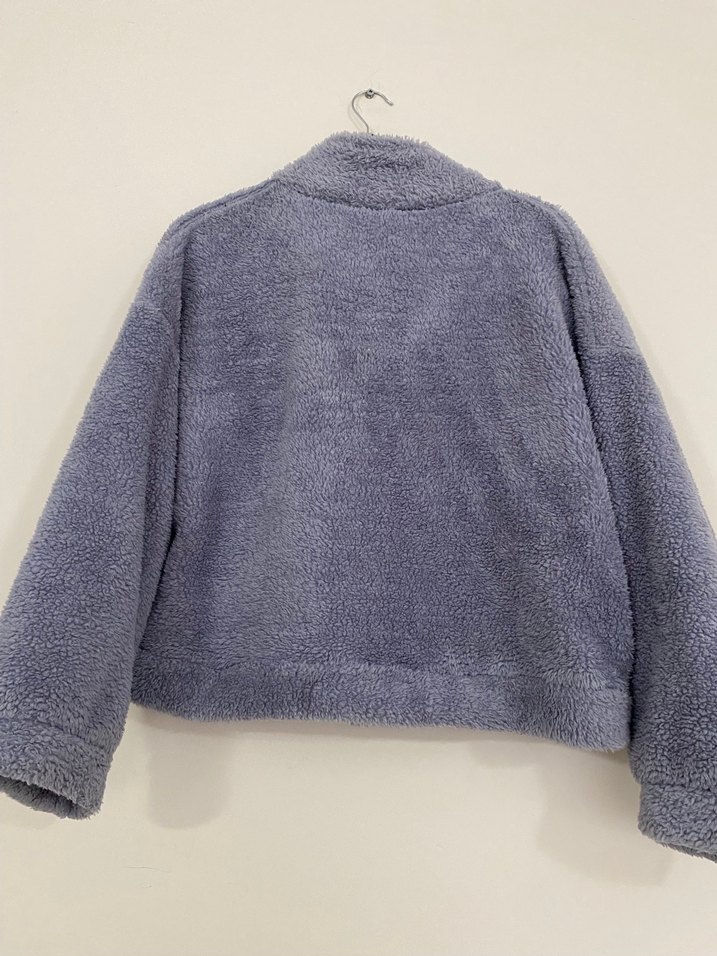 Gri Düğmeli Kadın Polar Ceket - Görsel 2