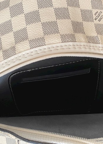 Ekru Beyaz Ekose Desenli Kadın Sırt Çantası - Görsel 3