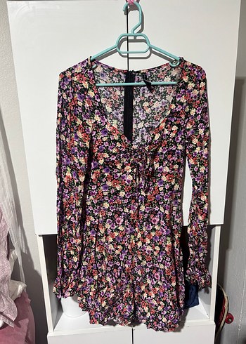 Uzun kollu mini şort etekli elbise - Görsel 2