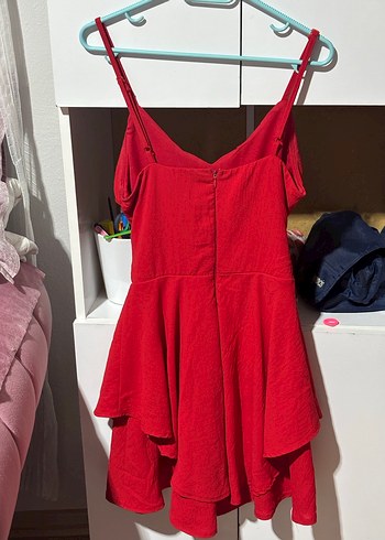 Kırmızı Drapeli  Şortlu Mini Kadın Elbise - Görsel 2