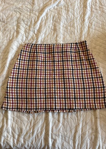 Düğmeli Kareli Mini Etek - Görsel 2