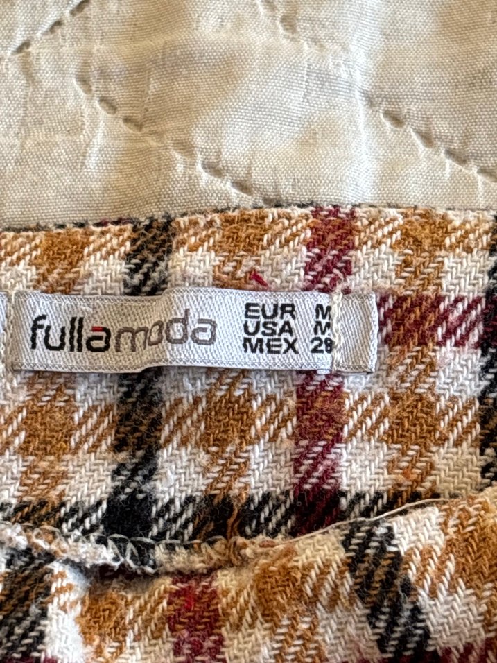 Düğmeli Kareli Mini Etek - Görsel 3