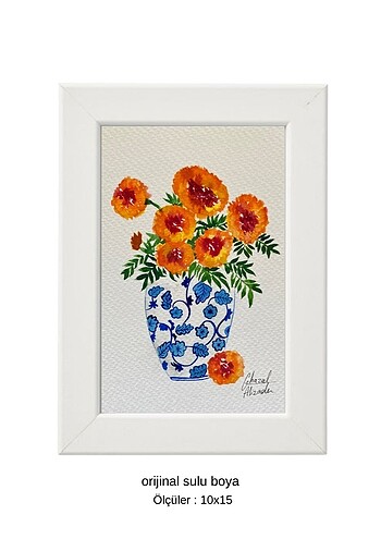 Diğer orijinal sulu boya 10x15 çiçek