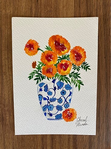 Beden orijinal sulu boya 10x15 çiçek