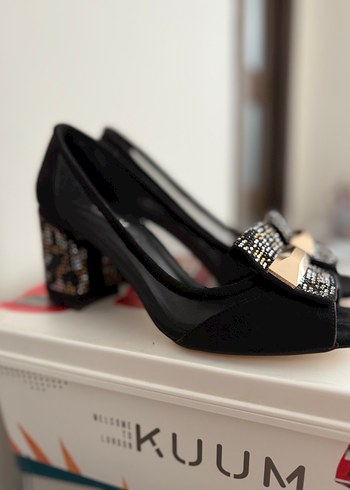 Siyah Blok Topuklu Tokalı Kadın Abiye Ayakkabı - Görsel 5