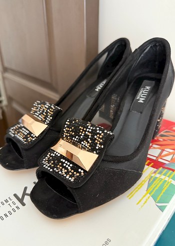 Siyah Blok Topuklu Tokalı Kadın Abiye Ayakkabı - Görsel 3