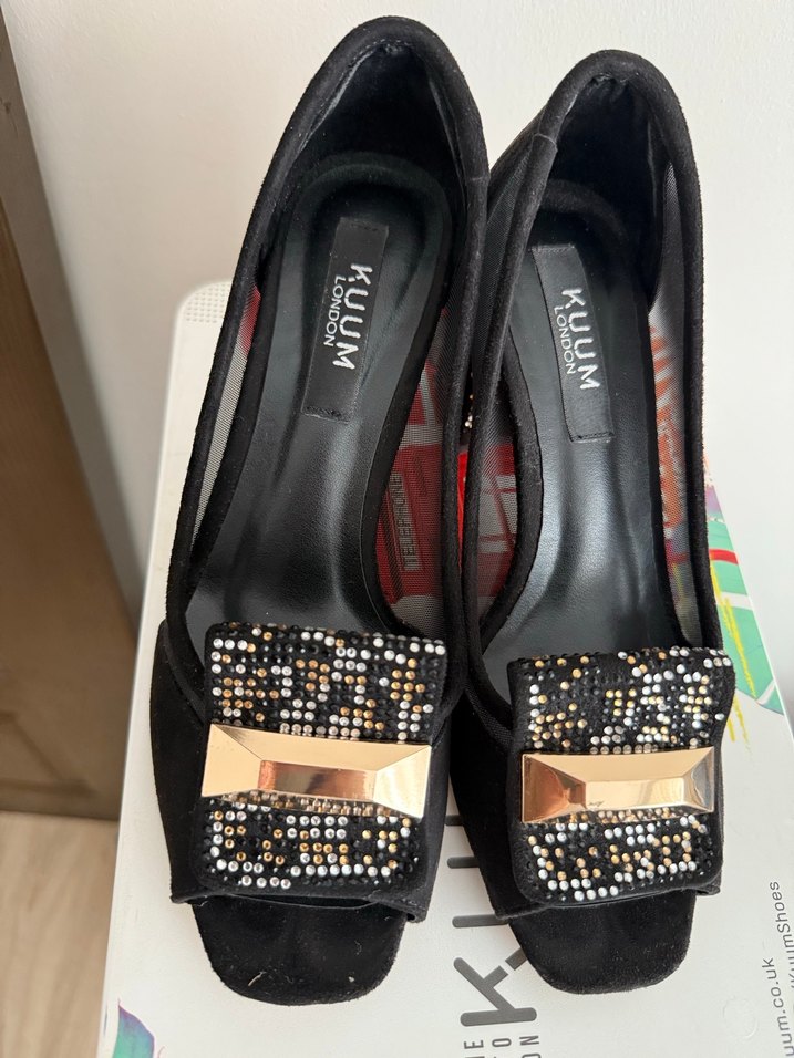 Siyah Blok Topuklu Tokalı Kadın Abiye Ayakkabı - Görsel 2