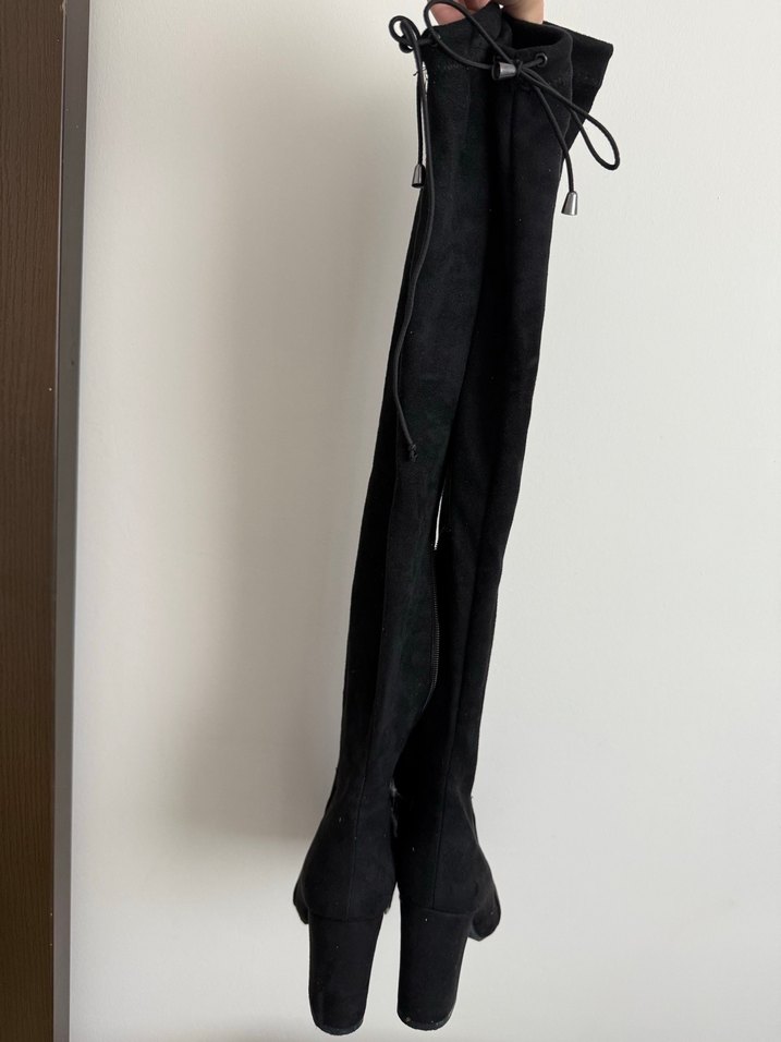 Siyah Süet Dizüstü inci Çizme - Görsel 2