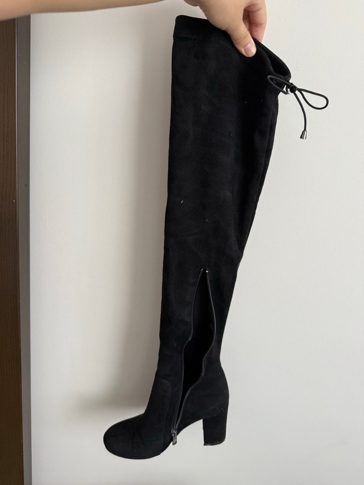Siyah Süet Dizüstü inci Çizme - Görsel 4