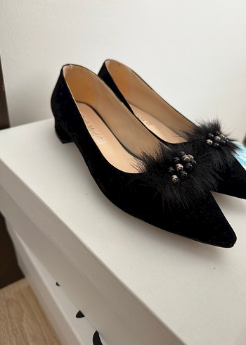 Siyah Süet Tüylü  Kadın Ayakkabı - Görsel 4