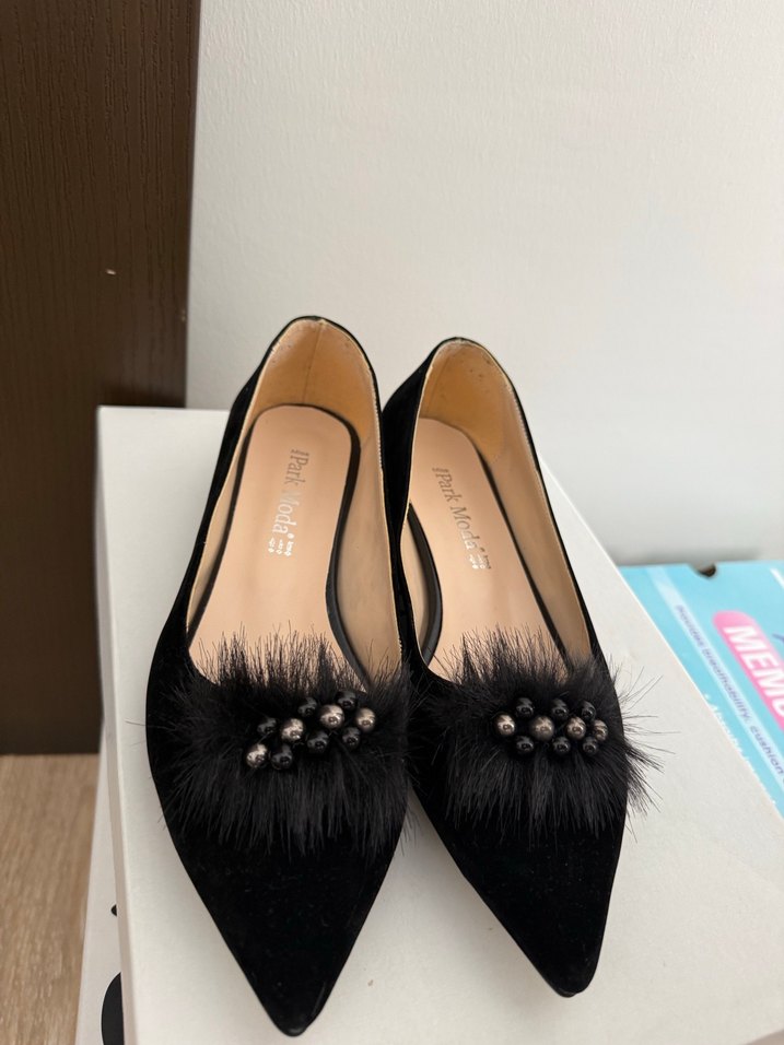 Siyah Süet Tüylü  Kadın Ayakkabı - Görsel 5