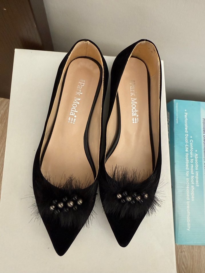 Siyah Süet Tüylü  Kadın Ayakkabı - Görsel 2