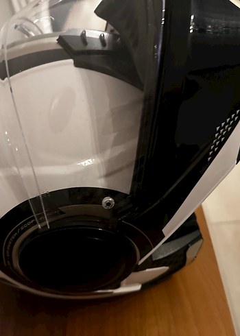 Beyaz Siyah Baskılı Tokalı Motosiklet Kaskı - Görsel 4