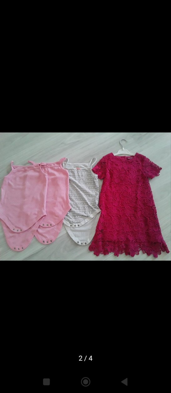 Dantel Detaylı Pembe Bebek Kız Elbise Seti - Görsel 2