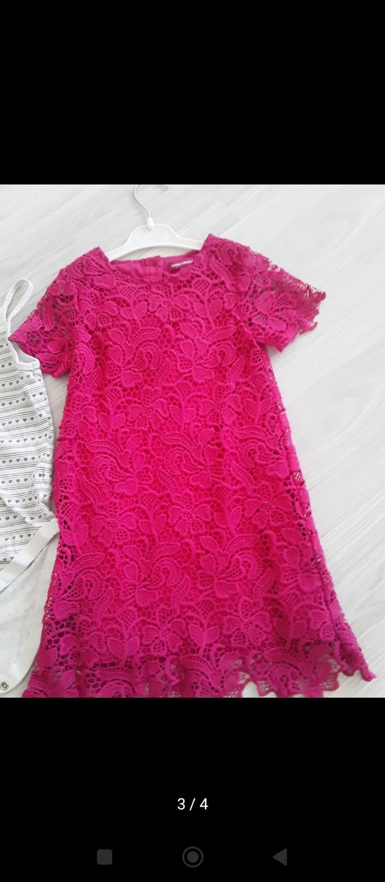 Dantel Detaylı Pembe Bebek Kız Elbise Seti - Görsel 3