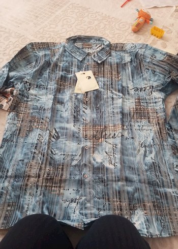 Gri Bohem uzun Kollu Erkek Gömlek - Görsel 4