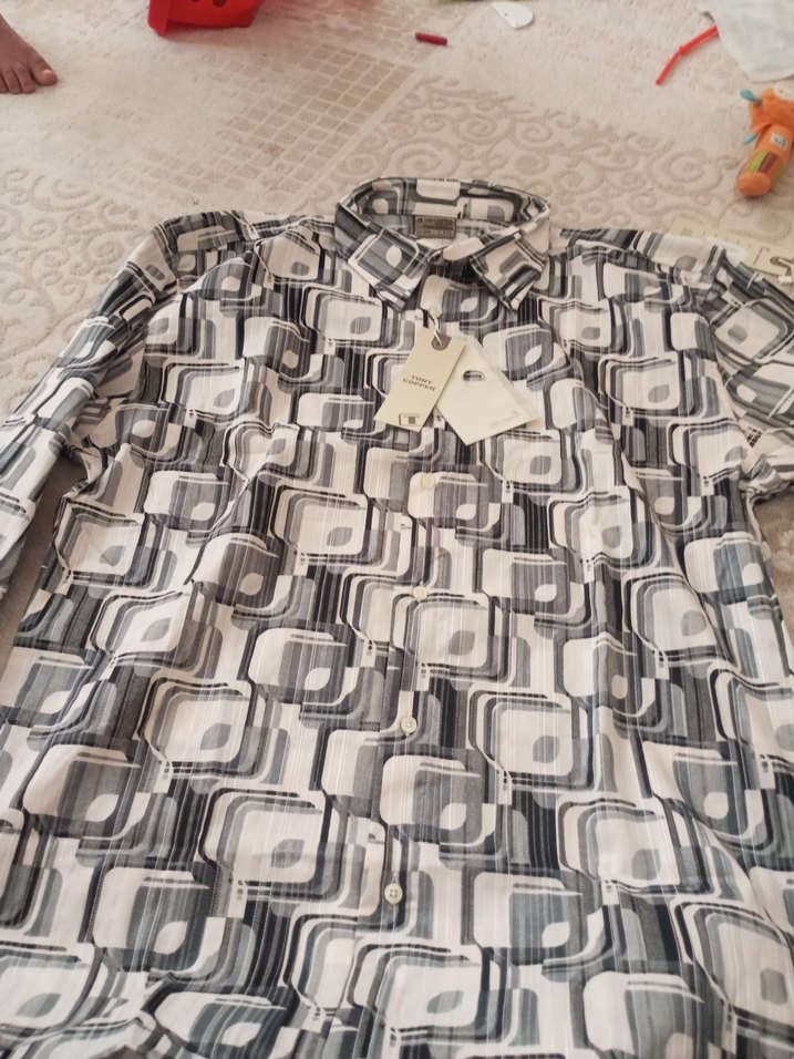 Gri Bohem uzun Kollu Erkek Gömlek - Görsel 2