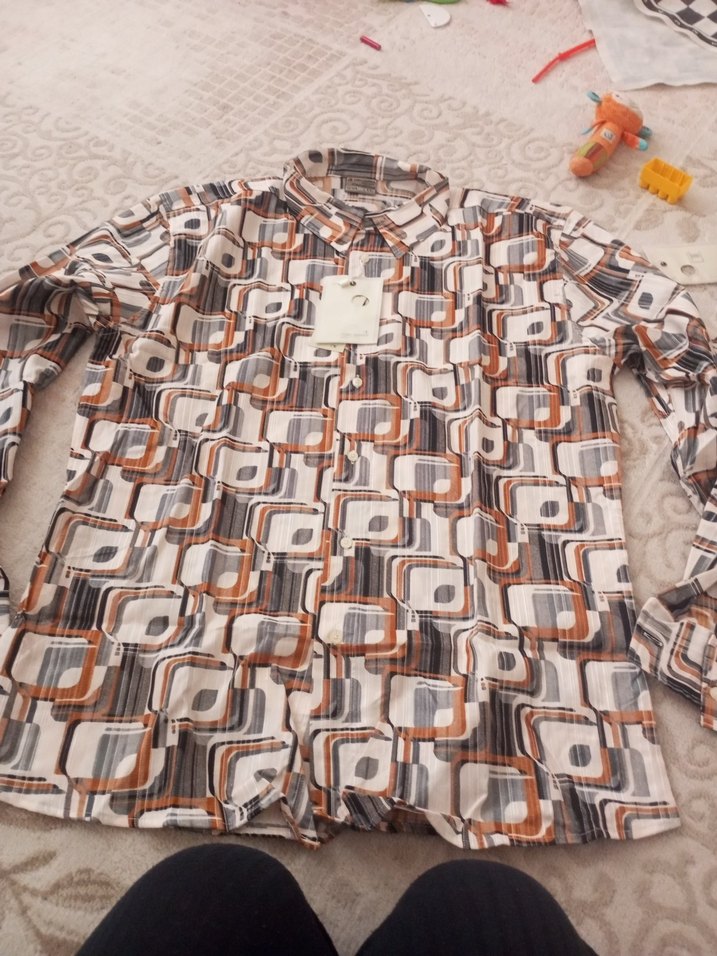 Gri Bohem uzun Kollu Erkek Gömlek - Görsel 5