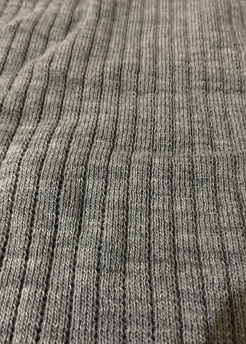 Gri Kadın Örgü Kumaş Rahat Pantolon - Görsel 2