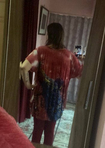 Bohem Çok Renkli V Yaka Midi Tunik - Görsel 2