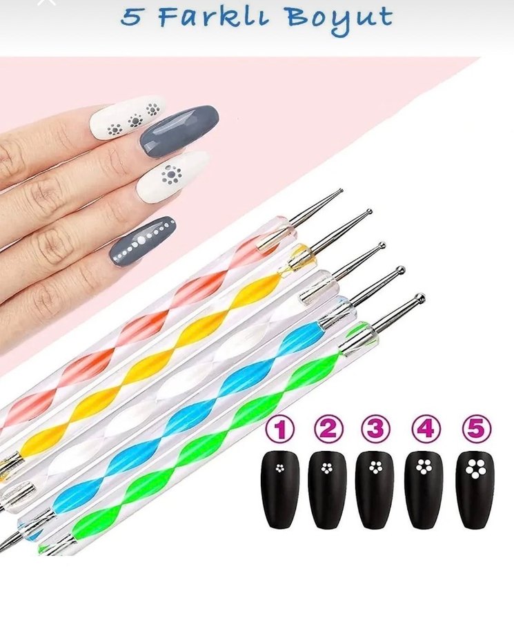 5'li Nail Art Kalem Seti(HEDİYELİİ) - Görsel 2