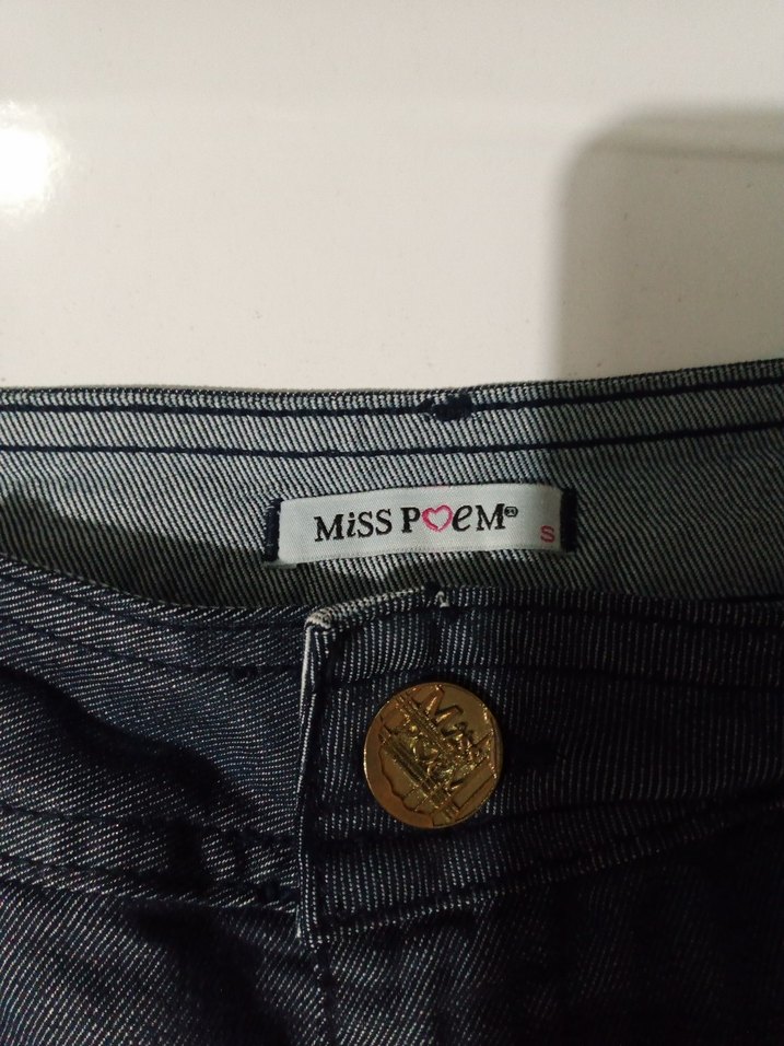 Lacivert Kemerli Kadın Mini Kot Etek - Görsel 3