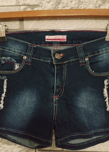 Koyu Mavi Mini Kadın Kot Şort - Görsel 3