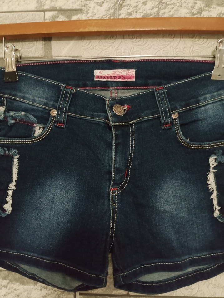 Koyu Mavi Mini Kadın Kot Şort - Görsel 3