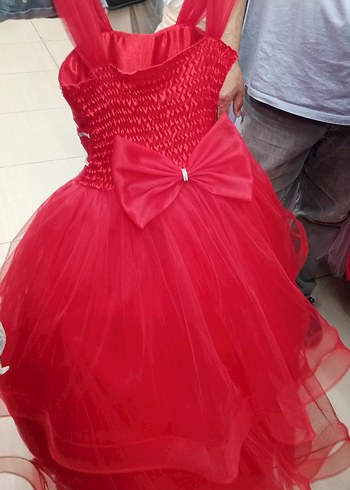 Kırmızı Straplez Çocuk Abiye Elbise - Görsel 2