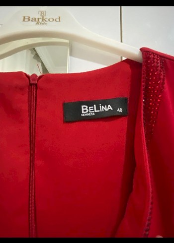 Kırmızı V Yakalı Uzun Abiye Elbise - Görsel 3