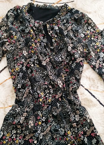 Çiçek Desenli Uzun Kollu Bohem Elbise - Görsel 3