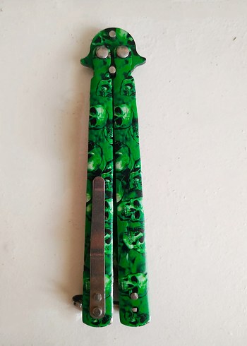 Yeşil Kafatası Desenli Kelebek Bıçak - Görsel 2