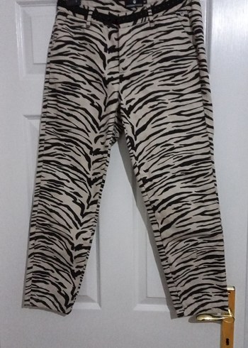 Zebra Desenli Kadın kot Kumaş Pantolon - Görsel 4