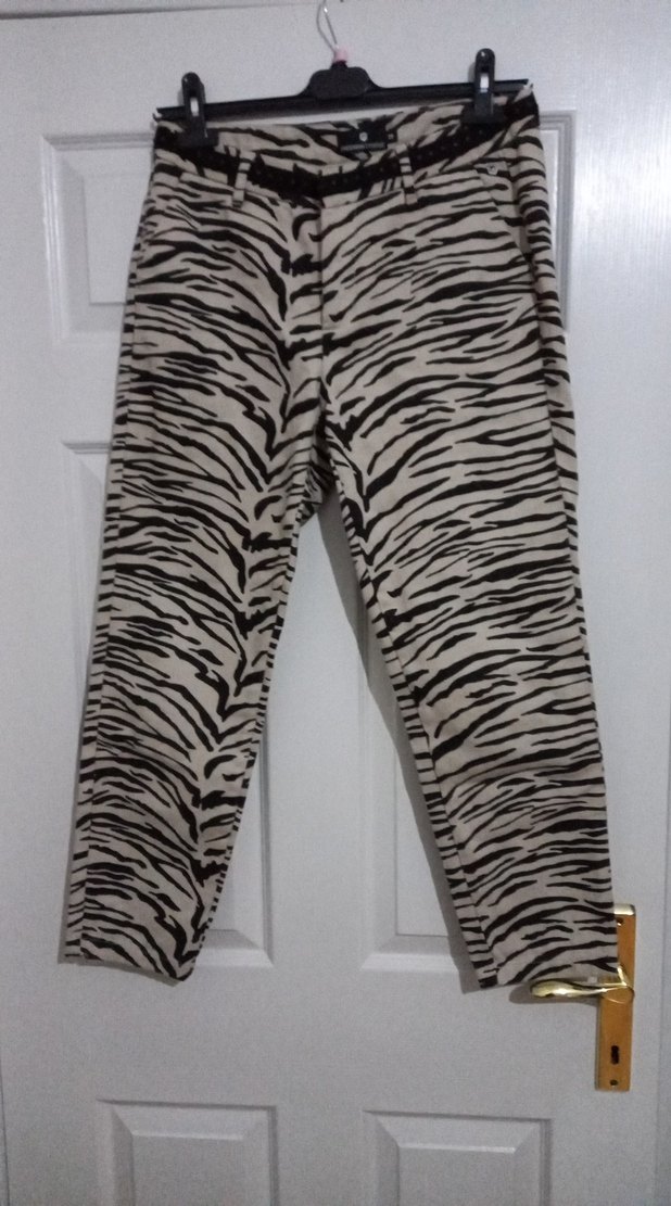 Zebra Desenli Kadın kot Kumaş Pantolon - Görsel 4