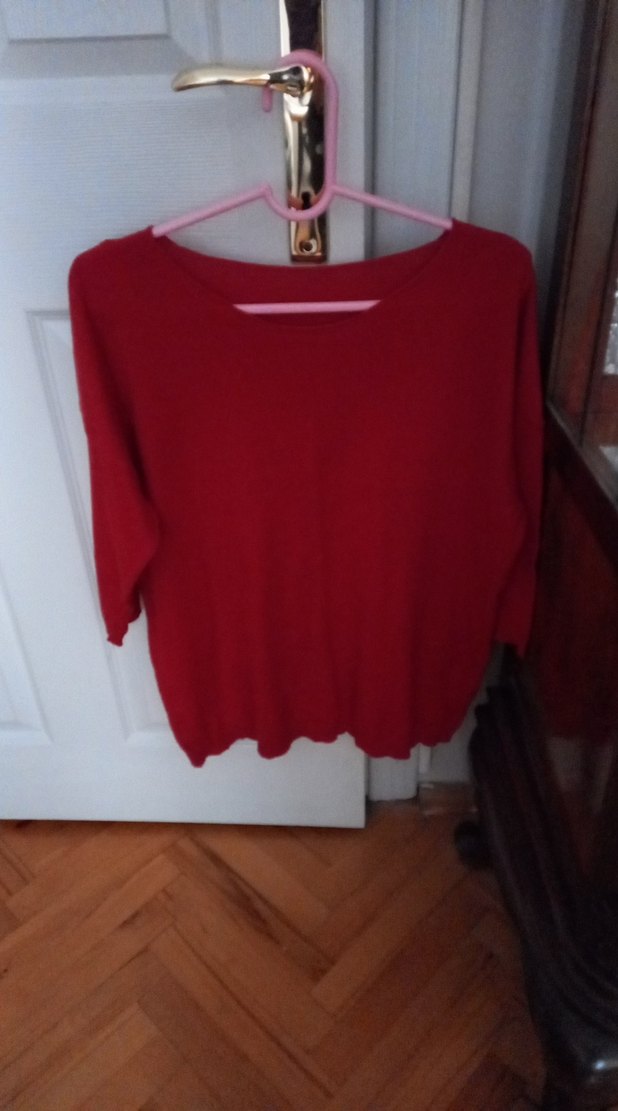 Kırmızı Kadın Yün Kazak - Görsel 3