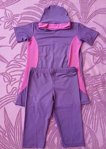 Mor ve Pembe Kız Çocuk Mayo