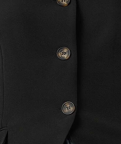 34 Beden Siyah V yaka dokuma blazer ceket
