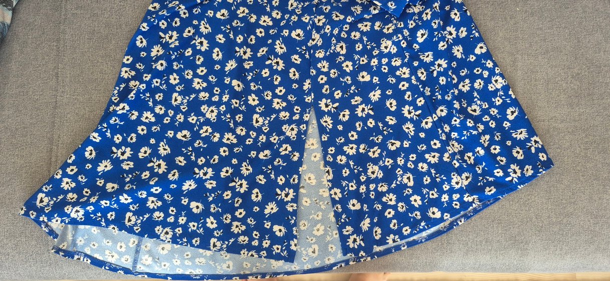 Mavi Çiçekli Pileli Mini Etek - Görsel 2