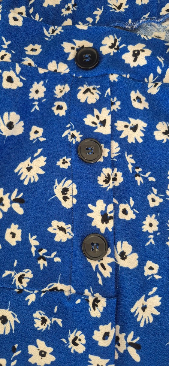 Mavi Çiçekli Pileli Mini Etek - Görsel 3