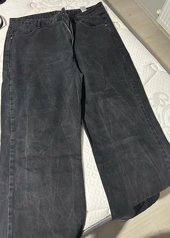 Defacto Koyu Gri Yikamali Genis Paca Jean