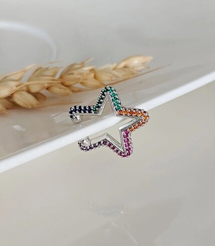 Zirkon Taşlı Earcuff Çelik Küpe