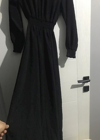 l Beden Siyah Uzun Kollu Salaş Gotik Elbise
