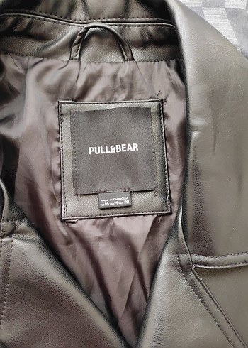 Pull and Bear Siyah Deri Kadın Biker Ceket