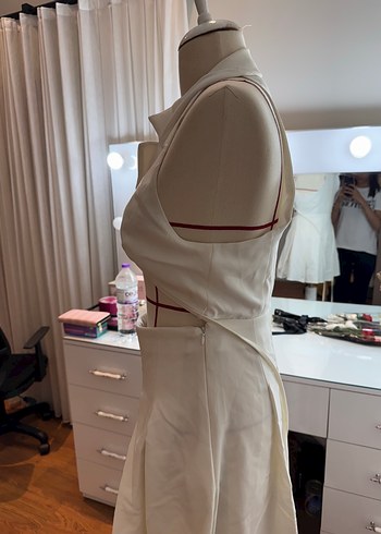 Bershka Beyaz Straplez Mini Elbise