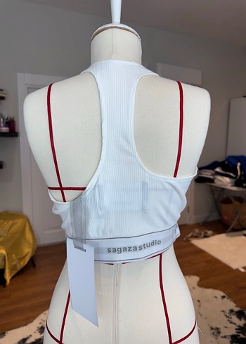 Baskılı Beyaz Mini Spor Sütyeni