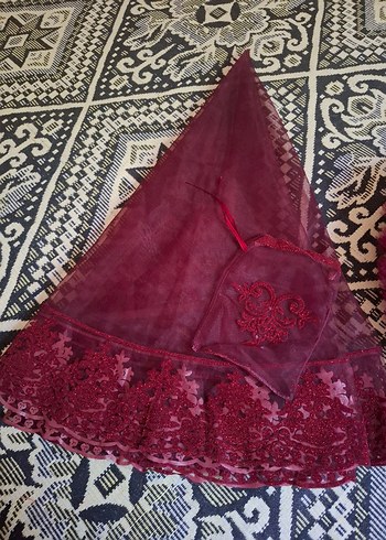 Diger Bordo Nakışlı gelin duvağı