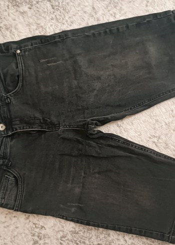 34 Beden siyah Renk erkek Siyah Fermuarlı Dar Kesim Denim Şort