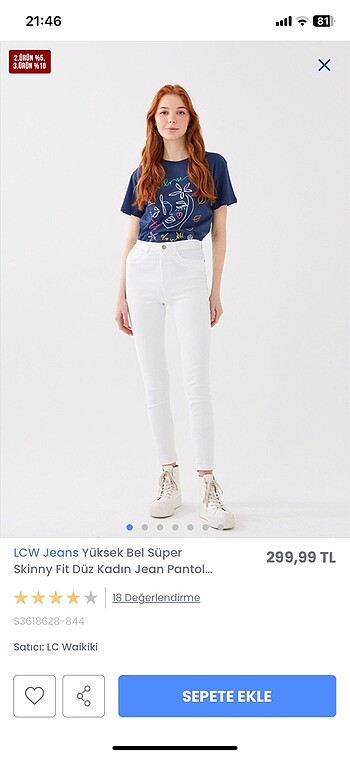 Lcw lc Waikiki LCW yüksek bel skinny jean beyaz dar paça pantolo